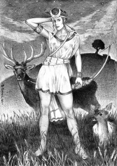 artemis goddess symbol. The Goddess Diana is often