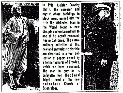 Portion of a 1969 article on the link between Hubbard and Crowley.