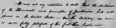 Part of the original letter written by George Washington regarding the Illuminati