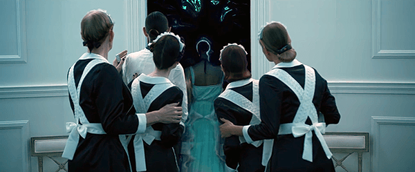 Rihanna walks into the portal which represent her initiation into the "dark side".