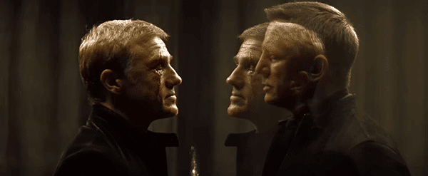 In one scene, Bond faces Blofeld through a glass. Blofeld's reflection of Bond's face is a subtle way of saying: They're on the same team. 