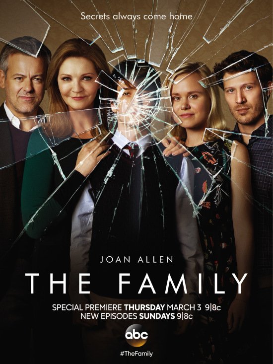 This ad for new TV series The Family features glass strategically cracking around one eye of the main character - a very disturbed and deranged boy.
