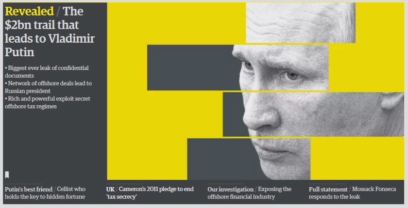 Media coverage from British paper The Guardian focused on Vladimir Putin - although he was not mentioned directly in the Papers. Meanwhile, David Cameron's father is.