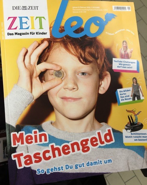 Prominent one-eye sign of the cover of German publication ZEIT leo - the 'magazine for children'. Gotta get them young.