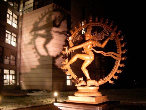 This statue of the Hindu god Shiva stands at the entrance of CERN, where the large hadron collider was recently reactivated. Shiva is also known as “The Destroyer” – his duty is to “destroy worlds at the end of creation and dissolve them into nothingness”. This is a strange addition to a scientific building, but not the only strange symbolism associated with CERN.