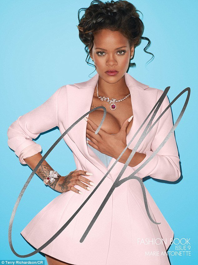 The photoshoot is meant to represent Rihanna as Marie Antoinette, the last Queen of France who was disliked due to ever rumored promiscuity and her lavish spending. I guess this is a good way to represent modern Beta Kittens and, as a representative of the Beta Kitten system, Rihanna holds one of her breasts. 