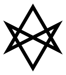 The unicursal hexagram, main symbol of the Thelema