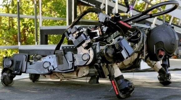 A soldier testing an exoskeleton prototype