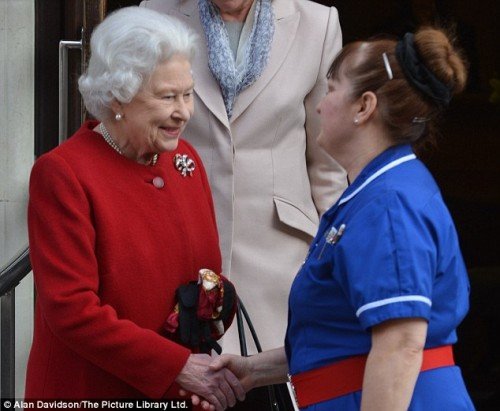 Handshake with the Queen. A privilege not allowed to commoners.