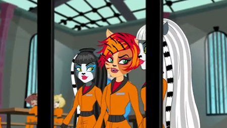 The Werecat sisters "behind bars" - or educated by the system.