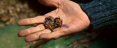 We then learn that its because Charlie, while in the cave, was holding Monarch butterfly in his hand. Get it? Monarch...in his hand...? Monarch Mind Control handler. I can't see how the movie can make it clearer.