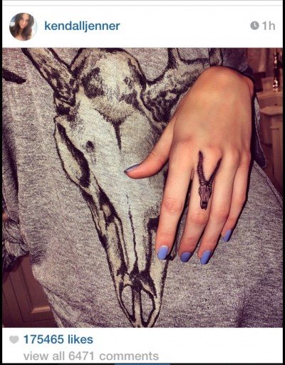 Speaking of Kendall Jenner, here's a picture she posted on Instagram. Guess she's under Baphomet's spell now.