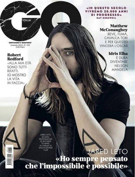 Here's Jared Leto (a regular at SPOTM) doing a triangle with his hands and conveniently hiding one eye with it. 
