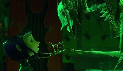 The illusion of the other world is broken. Coraline sees the true form of the other mother, a skeletical spider-like horror. When MK slaves give in to dissociation, the "relief" it caused at first turn into a nightmare.