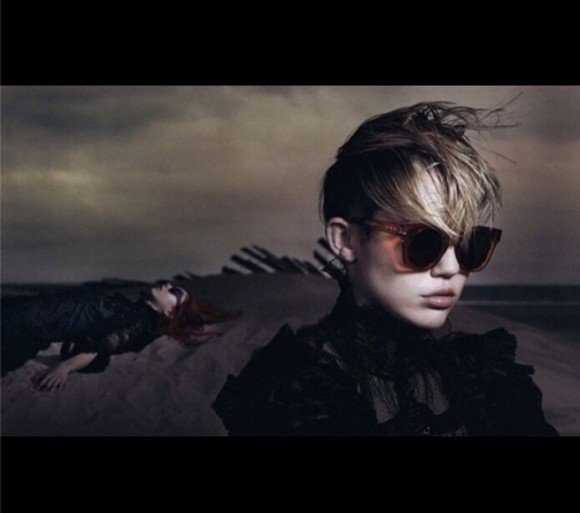 In this pic, Miley looks really cool with shades on ... the dead girl looks cools as well. This ad campaign prompted a writer at The Guardian to publish an article entitled "How female corpses became a fashion trend", where the writer cited a few other examples of dead women in fashion shoots. This is simply an extension of the culture of death is prevailing in pop culture, where deshumanization is something that is being made cool and fashionable.