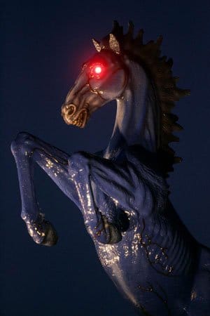 This scary horse stands in front of the Denver International Airport - a place full of NWO symbolism (read the article about it here). Is the horse in Katy's performance a reference to the "demon horse" (that's what people in Denver call it) of the DIA?