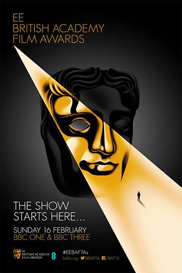 This poster promoting the British Academy Film Awards is quite symbolic. The light comes from "above" (which can represent the elite), goes through one eye (representing the industry) and ends up on a tiny little person. Who does the tiny little person represent? You.