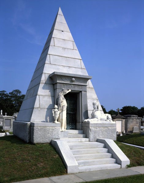 What these sites do not realize is that the Brunswig Mausoleum is the grave site of Lucien Napoleon Brunswig, a powerful figure in New Orleans. The Egyptian magic inspired mausoleum make it almost a certainty that Lucien Brunswig was part of an occult secret society - probably a high ranking Freemason. So Miley Cyrus' hand sign was far from random.