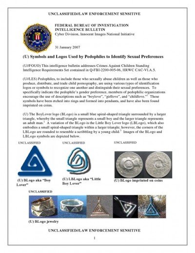 FBI file describing symbols used by children abuse networks.