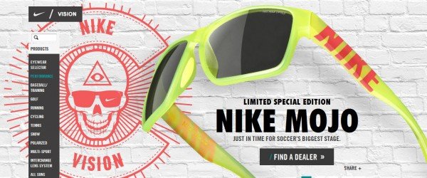 This is from Nike's website. The ad for these cool Nike shades features a skull with an Illuminati symbol on its forehead. Also, a Nike sign on one eye. It is not the first time that Nike has been featured here.