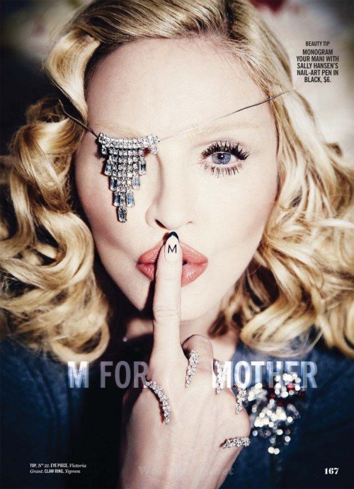 Inside the magazine, Madonna has one eye hidden and proving, once again, that she is 100% on board the occult elite's agenda.