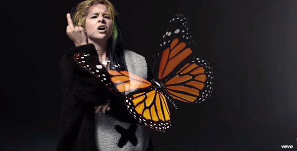 By juxtaposing this unruly girl with a monarch butterfly, the video associates being rebellious to Monarch programing which is the most oppressive elite-sponsored system in the world. In other words, it is the exact opposite of being "free" - it is cognitive dissonance at its worst.