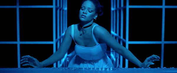 When Rihanna touches the mixing board, she starts moves uncontrollibly, as if she was possessed by another being. That music appears to be infused with something powerful.