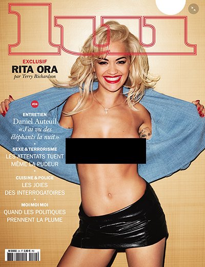 As stated in past SPOTM's Rita Ora is a chosen figurehead of the Beta Kitten system. As most of them need to do, Ora did a photoshoot with the elite's favorite photographer Terry Richardson for LUI magazine. The result: pure Beta Kitten stuff. For instance, the cover is basically her flashing her breast as if saying: Yup, this is my career now.