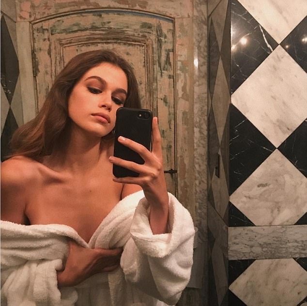 41E02FFA00000578 4651450 Selfie Kaia Gerber sported a low riding bathrobe in her latest I m 78 1498752321086 Symbolic Pics of the Month 07/17