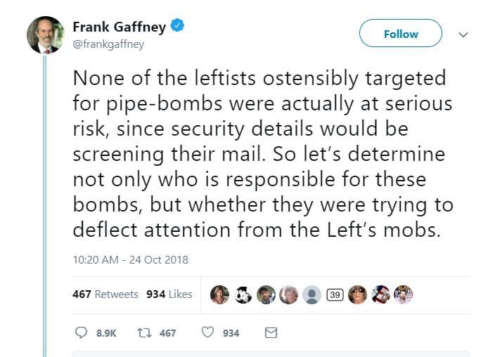 2018-10-24 17_11_08-Frank Gaffney on Twitter_ _None of the leftists ostensibly targeted for pipe-bom