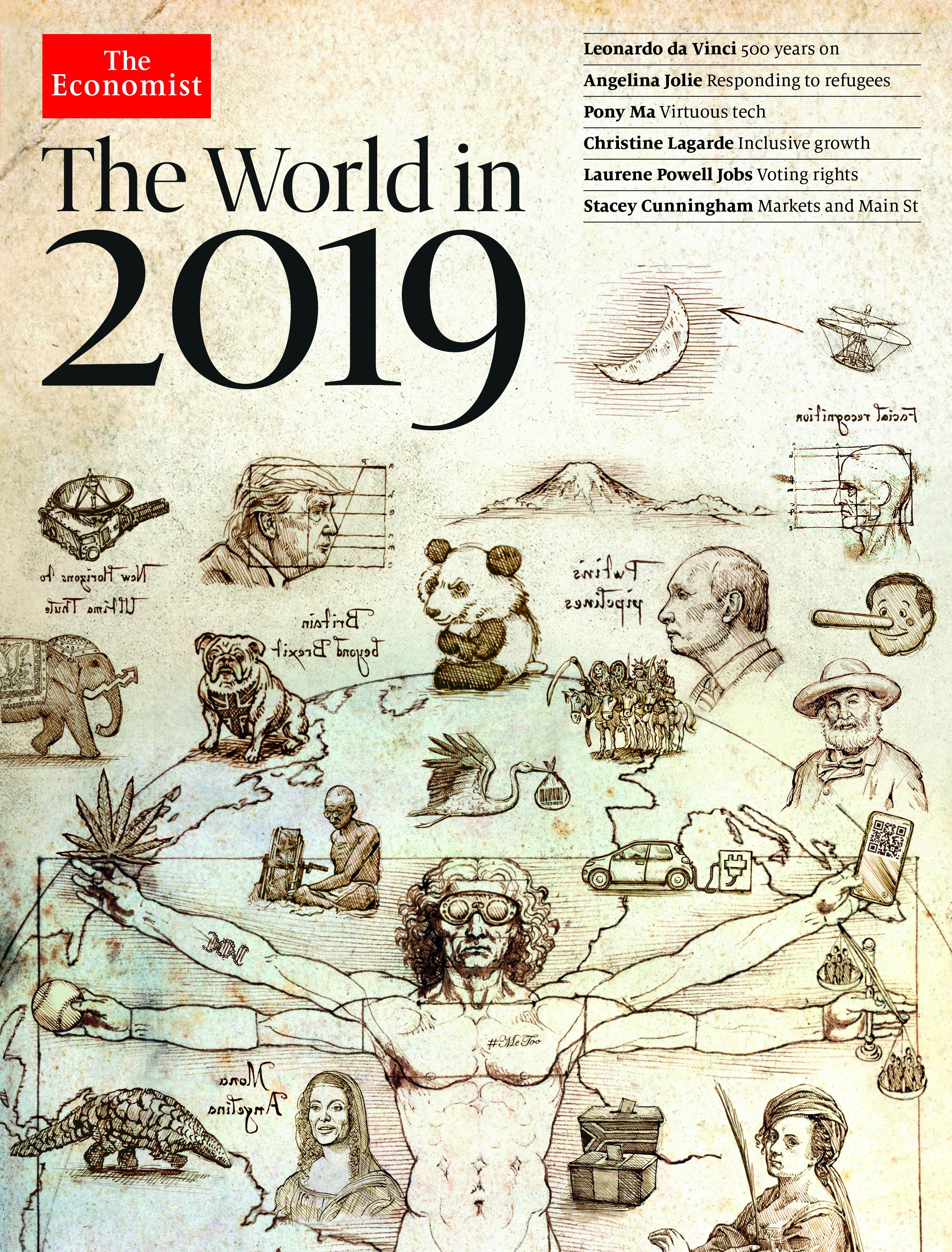 The Meaning of the Cryptic Messages on The Economist's "The World in 2019" Cover