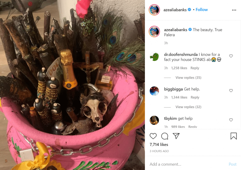 azealia4 e1610561375576 Azealia Banks Dug Up Her Dead Cat Named Lucifer and Cooked It on Instagram