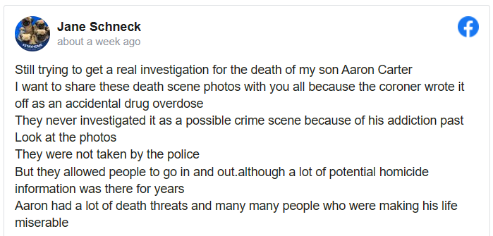 Screenshot 2023 03 08 130745 Aaron Carter's Mother Posted Pictures of Her Son's Death Scene to Prove That He Was Possibly Killed