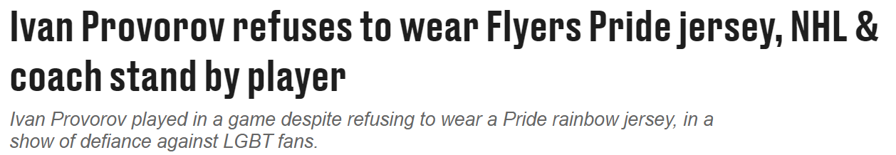 Screenshot 2023 03 23 153840 NHL Players Who Refuse to Wear Pride Jerseys Are Facing Authoritarian Media Backlash