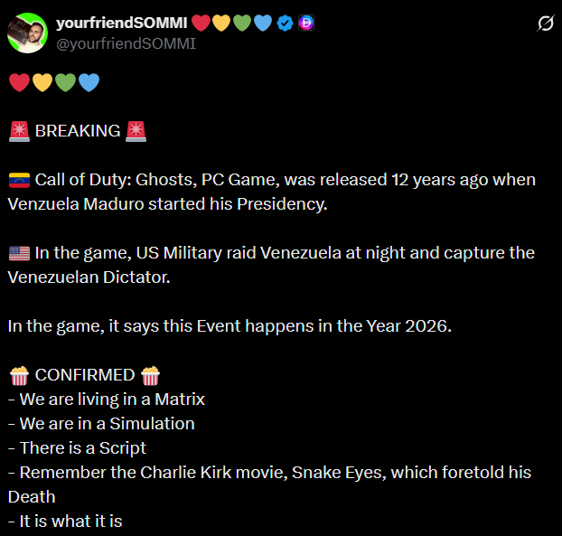 Did the 2013 Video Game “Call of Duty: Ghosts” Predict the Venezuelan Raid of 2026?